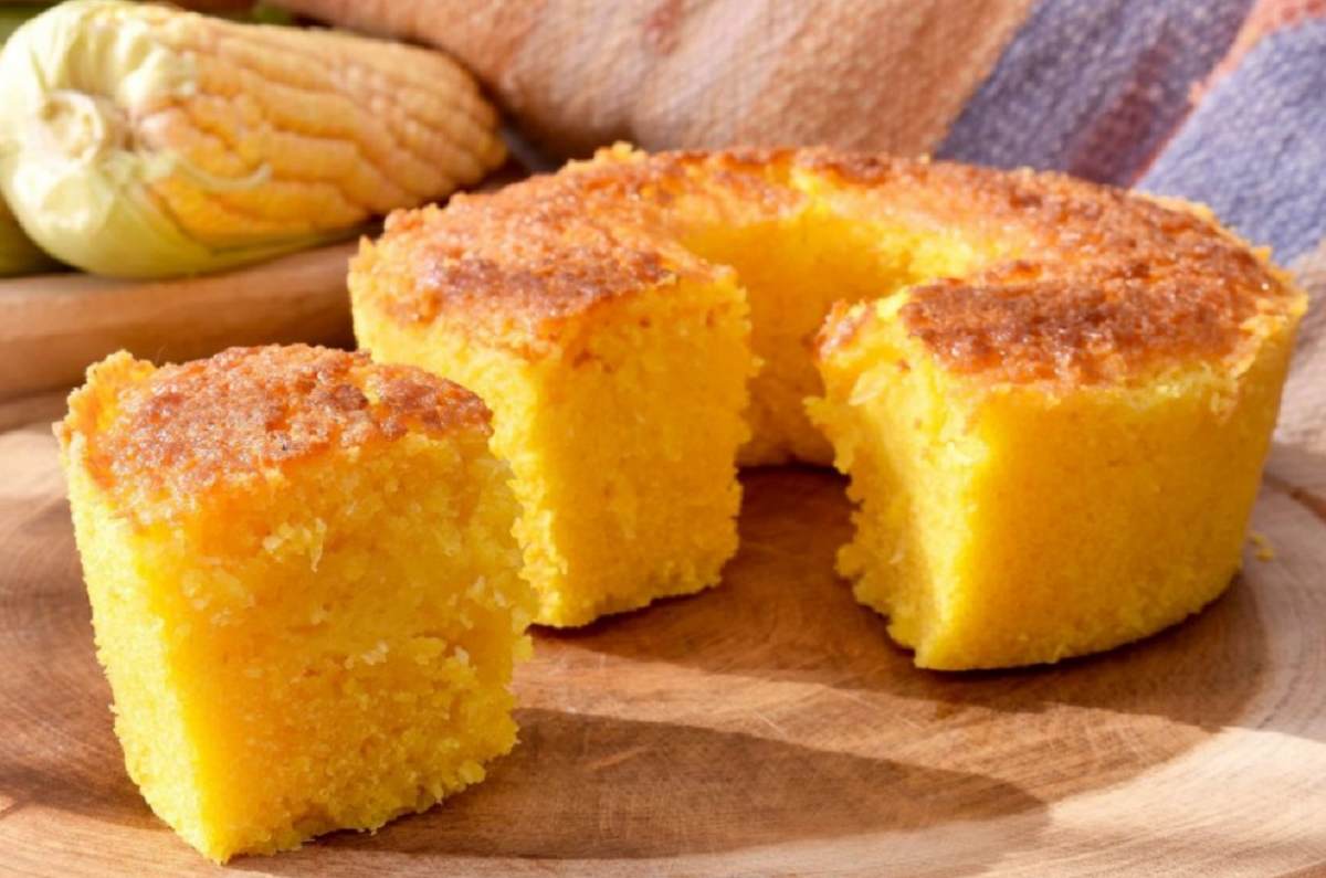 Uma receita de bolo Brasileiro de milho doce
